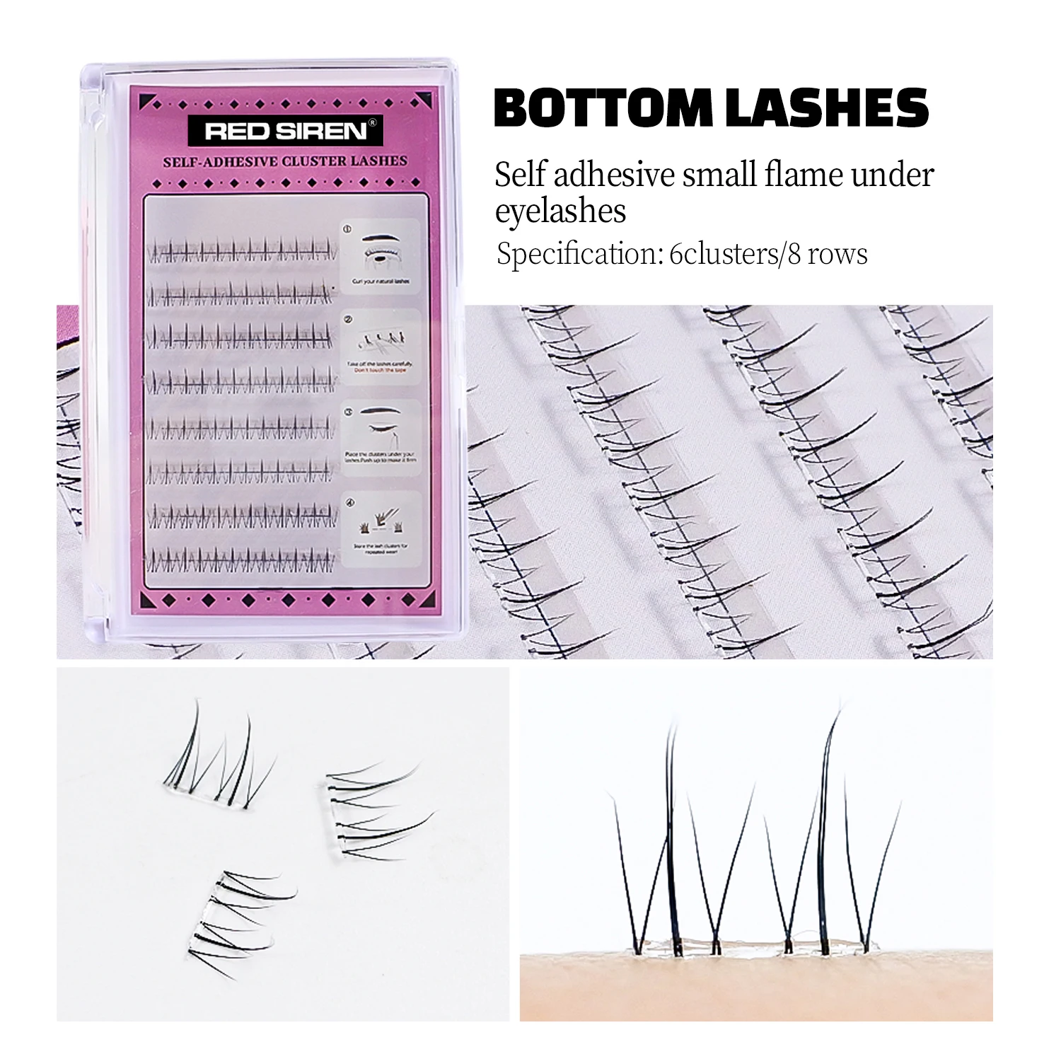 下まつげクラスター,接着剤なし,自然な髪,韓国のメイク