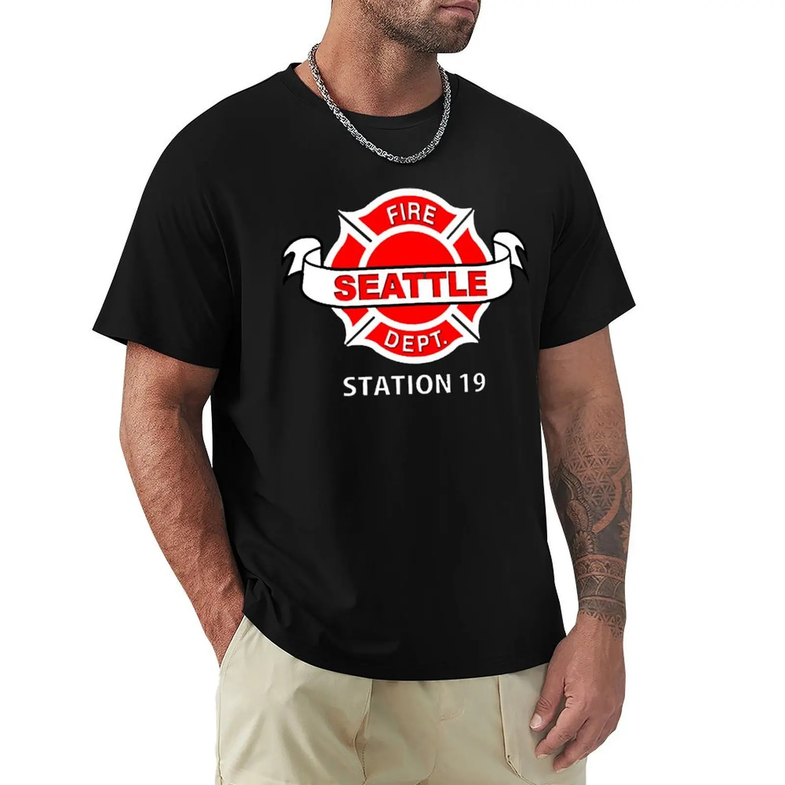 Station 19 Work Logo For Fans T-Shirt Fashion Graphic Tee for Men
