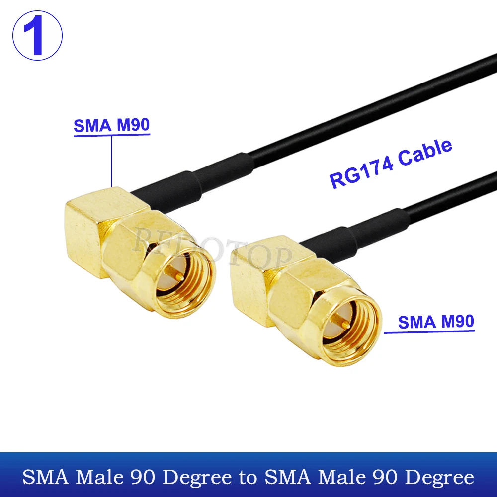 New RG-174 SMA Male/Female 90 Degree Connector WiFi Antenna Extension RG174 RF Coaxial Cable Pigtail for Wireless LAN Router