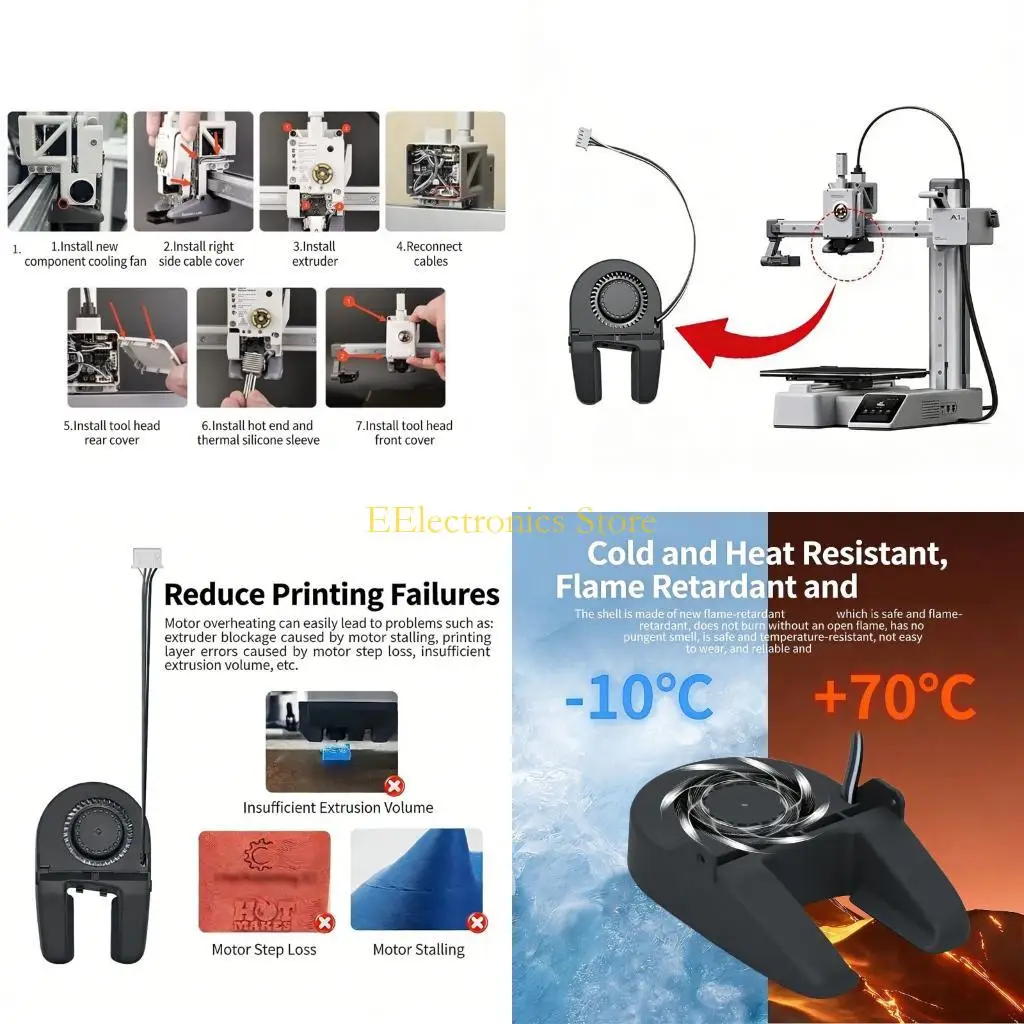 

B03C 3D Printer Replacement Part Cooling Fan 50mm Air Blower Cooling Fan For Desktop 3D Printer Installation Accessories