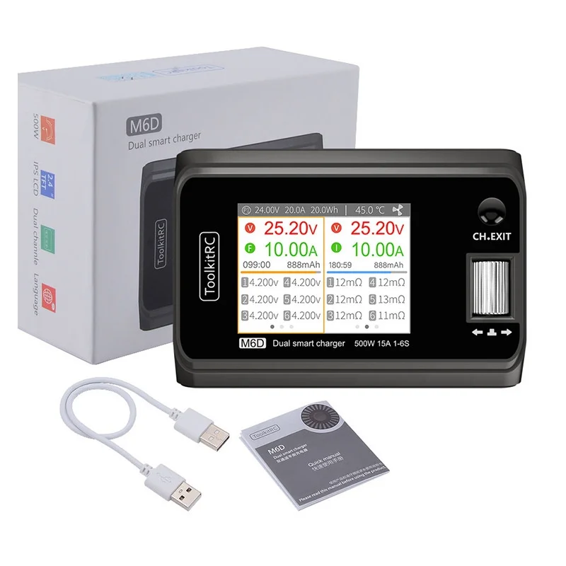 

ToolkitRC M6D V3 500W 15A DC Двухканальное мини-умное зарядное устройство Разрядник для 1-6S Lipo Батарея FPV Модель Запасная часть Замена