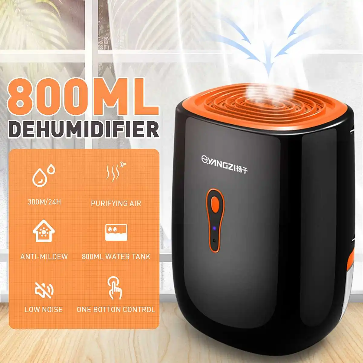 800ML Dehumidifier 25W Low Noise Portable Dryer Anti-Mildew Purification Portable Cleaning Device Air Dryer Moisture for Home