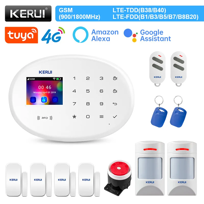 KERUI W204 WiFi GSM Security Alarm System 4G Wireless Home Security Burglar Alarm System Compatible with Anti-pet Motion Detecor