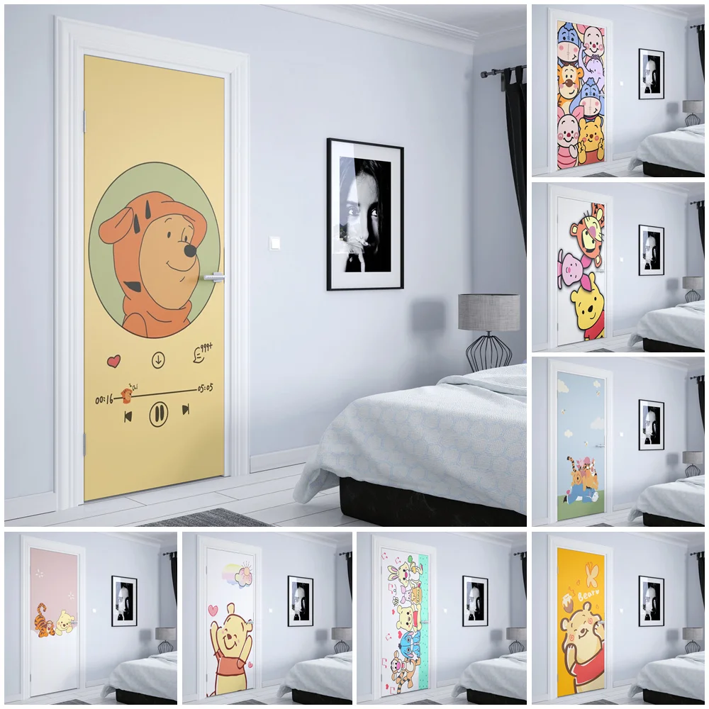 

Disney Winnie the Pooh Tigger Piglet Door sticker Home decoration kawaii Kids Room Wall door decoration Aesthetic Wall Sticker