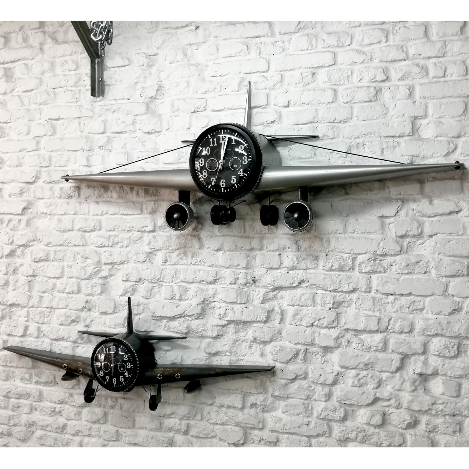 Vintage Iron Living Room Wall Clocks Creative Aircraft Moulding Industrial Style Wall Clocks Bar Dining Room Home Decoration