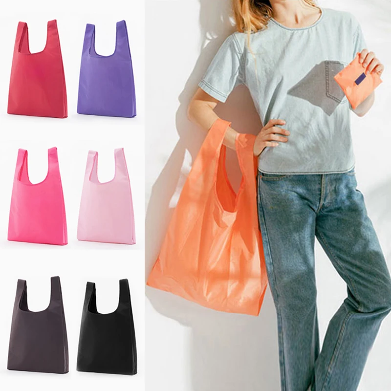 

Eco Shopping Bag Fashion Printing Foldable Reusable Tote Folding Pouch Convenient Large-capacity Storage Bags