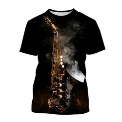 Instrument Saxophone 3D Print T-shirts Men Women Summer O-Neck Short Sleeve T Shirt Hip Hop Streetwear Tees Tops Kids Clothing