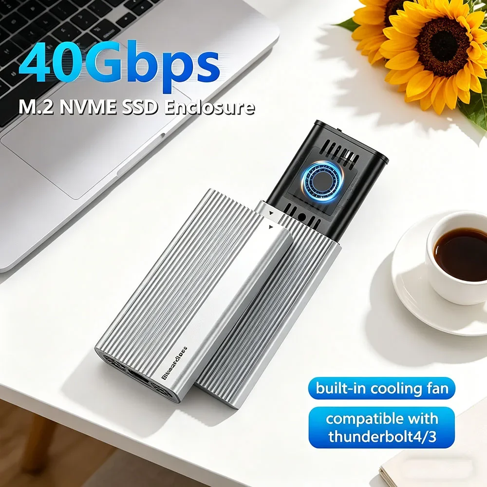 

Upgraded M 2 NVMe Solid State Drive Case USB4 40Gbps PCIe 4.0 Enclosure With Cooling Fan Compatible With Thunderbolt 4 3