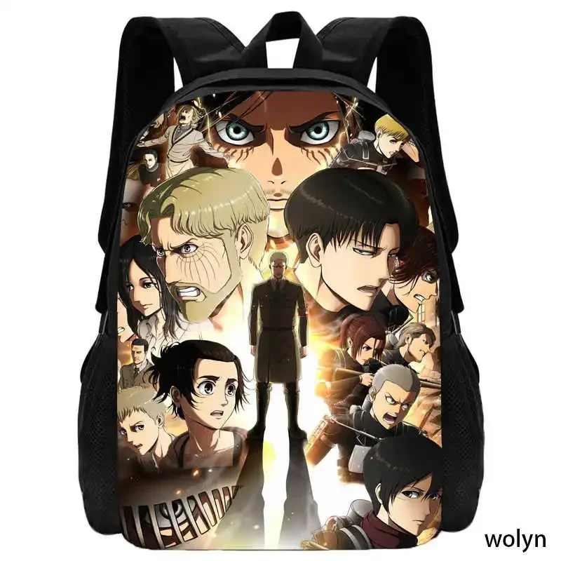 Tas sekolah kartun untuk anak laki-laki perempuan, ransel sekolah Mochila Attack On Titan untuk taman kanak-kanak, tas anak-anak ringan lucu