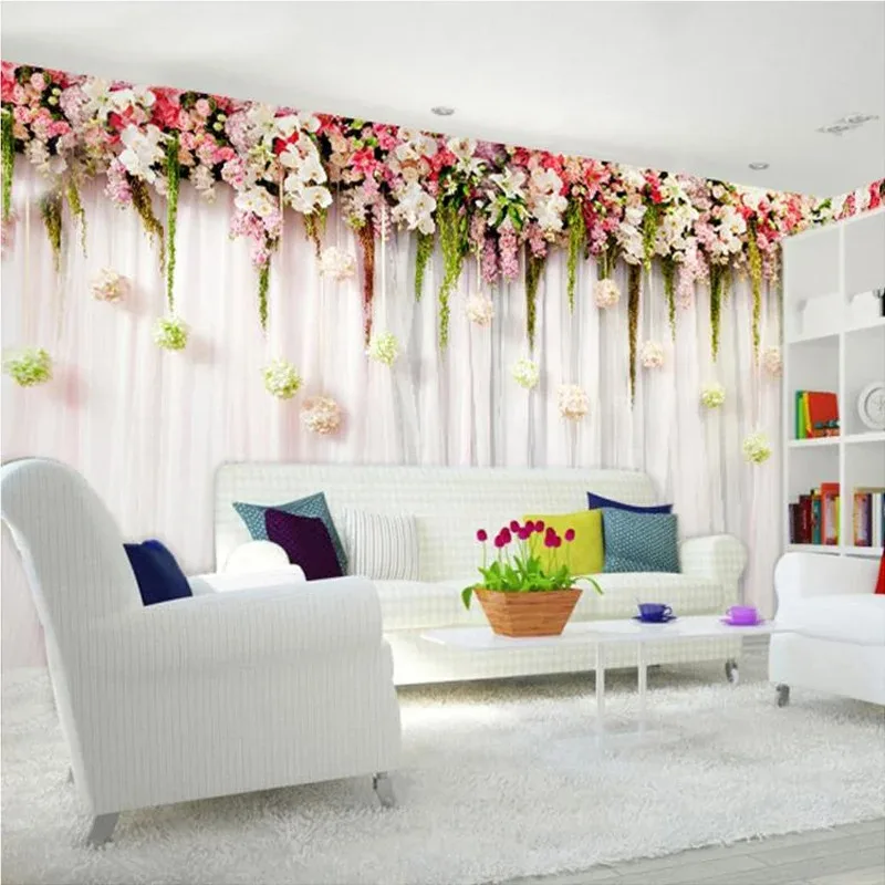 3D Papel De Parede Custom Wallpaper For Wall Modern Romantic Flowers Wall For Bedding Room Sofa TV Backdrop Home Decor Mural