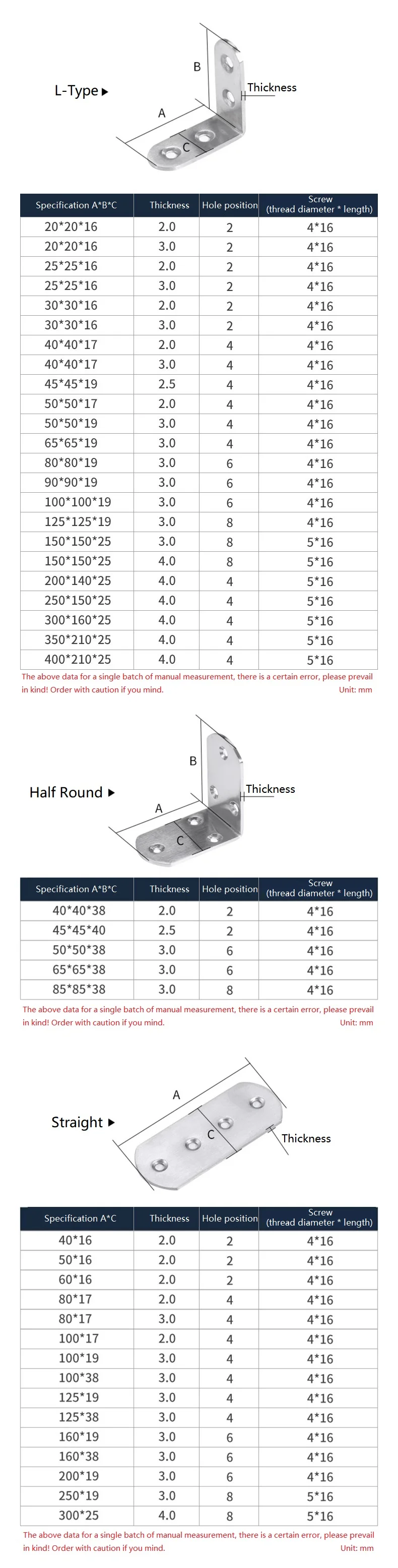 1/2/3Pcs Stainless Steel 90 Degree Right Angle Bracket Corner Brace Joint Bracket Fastener Furniture with Screws