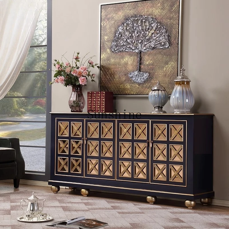 

French retro dining side integrated against the wall light luxury living room multi-functional entrance storage shoe cabinet