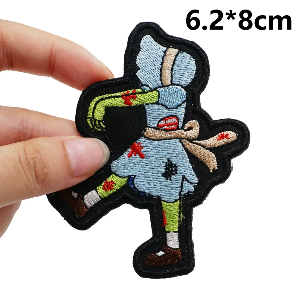 Sunbonnet Sue - Zombie Embroidered Patches Applique Sewing Label punk biker Band Rock Clothes Badges with hook backing