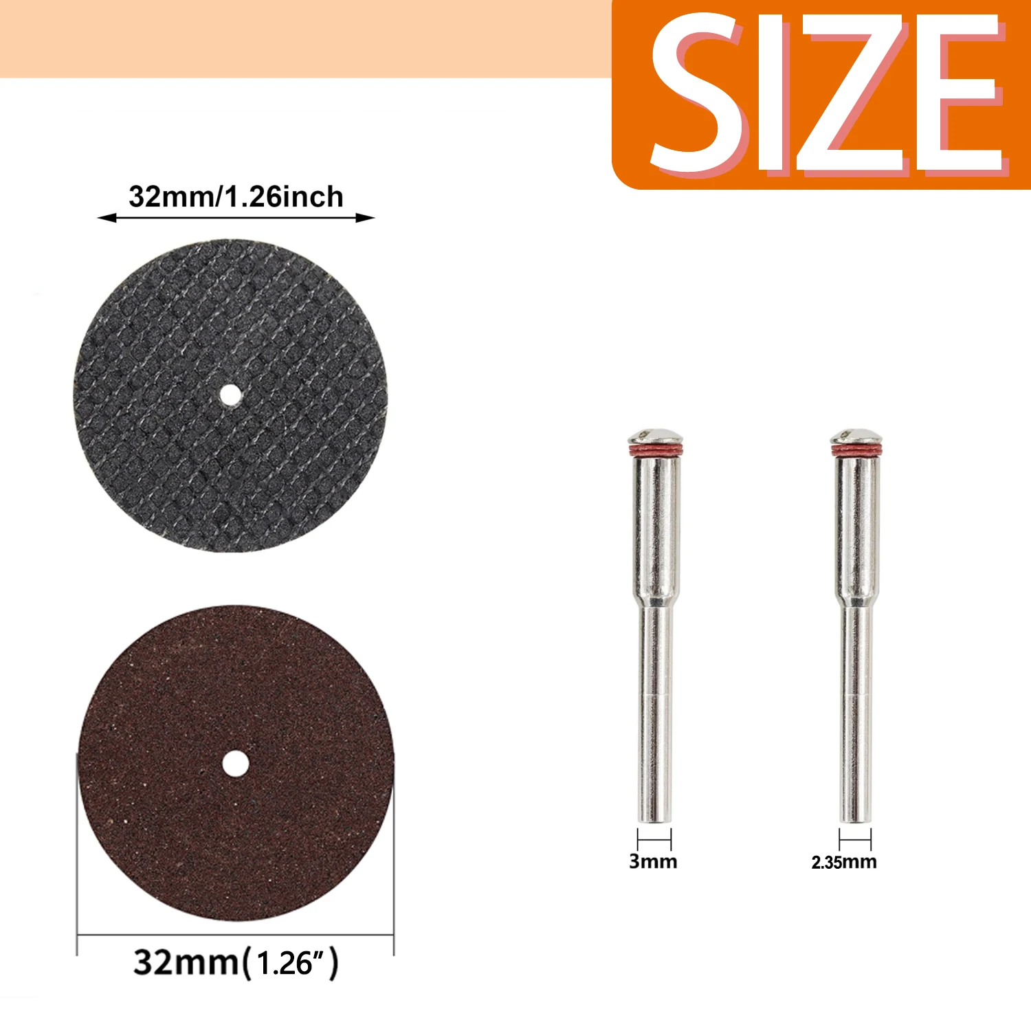 Discos de corte abrasivos de 32mm, muelas con mandriles de 2,35mm/3mm para accesorios, herramienta rotativa de corte de Metal, hoja de sierra