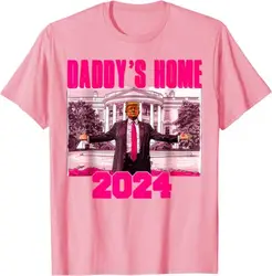 ユニセックスTシャツ、daddy's Home trump、ピンク、テークアメリカの背中、2024、2024