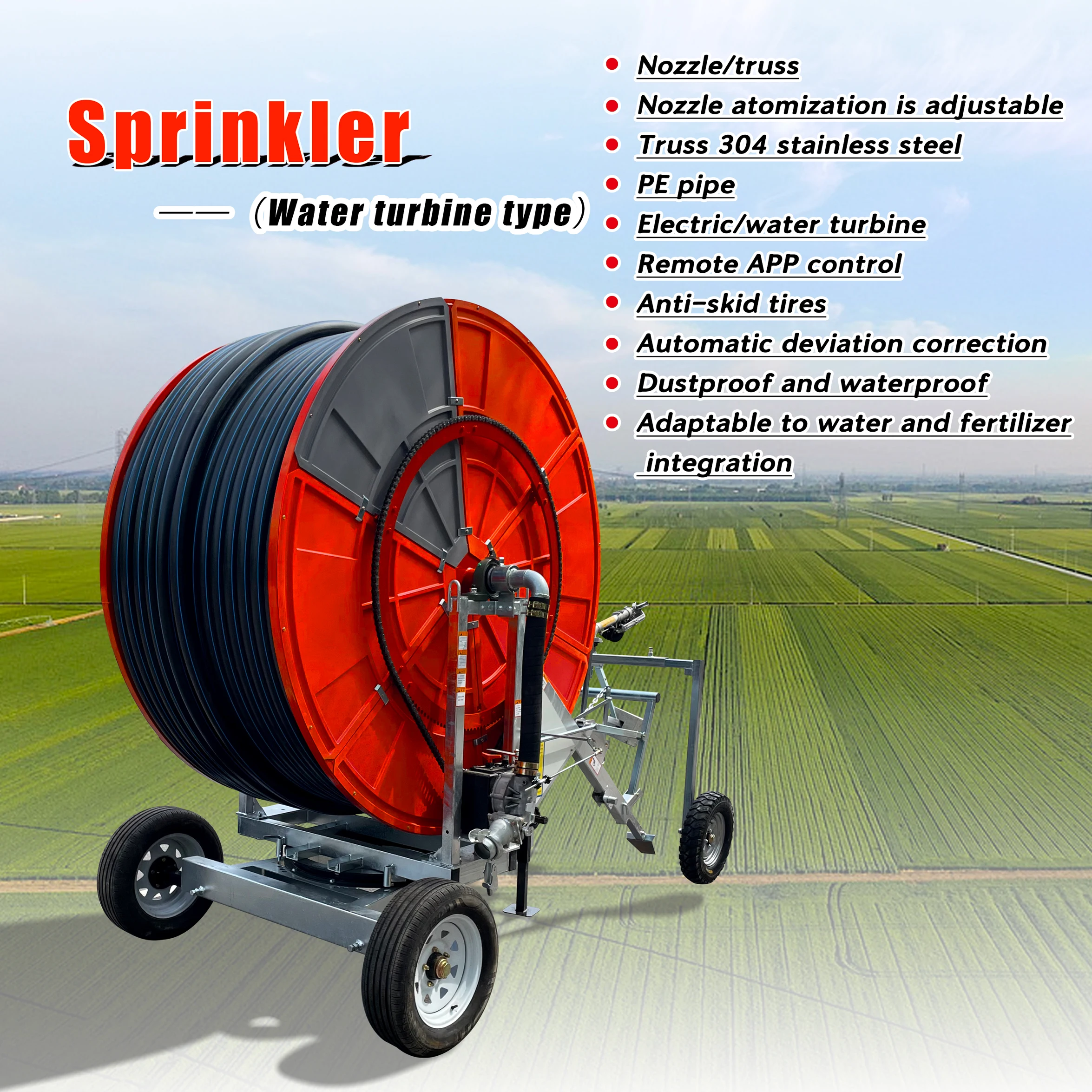 New Type Agriculture Sprinkler Traveling Irrigation Machine Reel Irrigation System