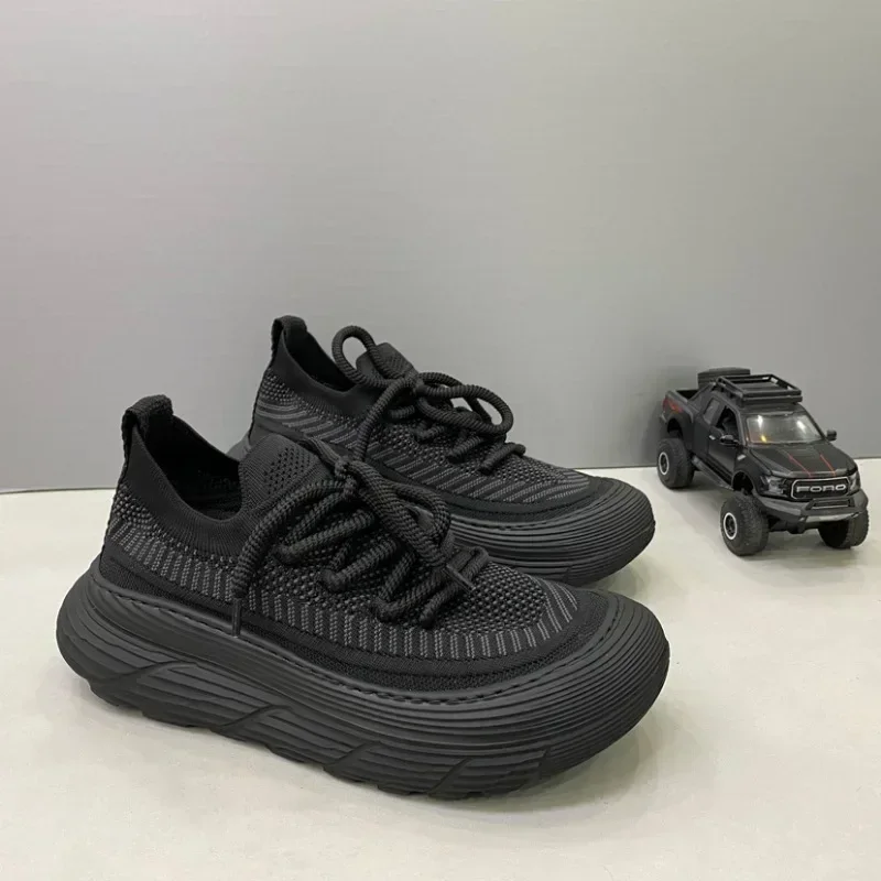 Man Sneakers Summer Black Flying Weaving Breathable Mesh Zapatos Hommes Casual Quick-dry Soft Sole Sport Shoes Outdoor