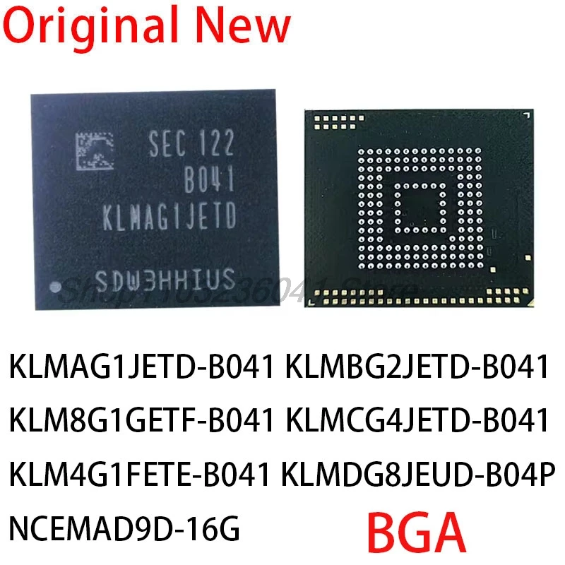 KLMAG1JETD-B041 KLMBG2JETD-B041 KLM8G1GETF-B041 KLMCG4JETD-B041 KLM4G1FETE KLMDG8JEUD-B04P NCEMAD9D-16G BGA EMMC 5.1 storage IC