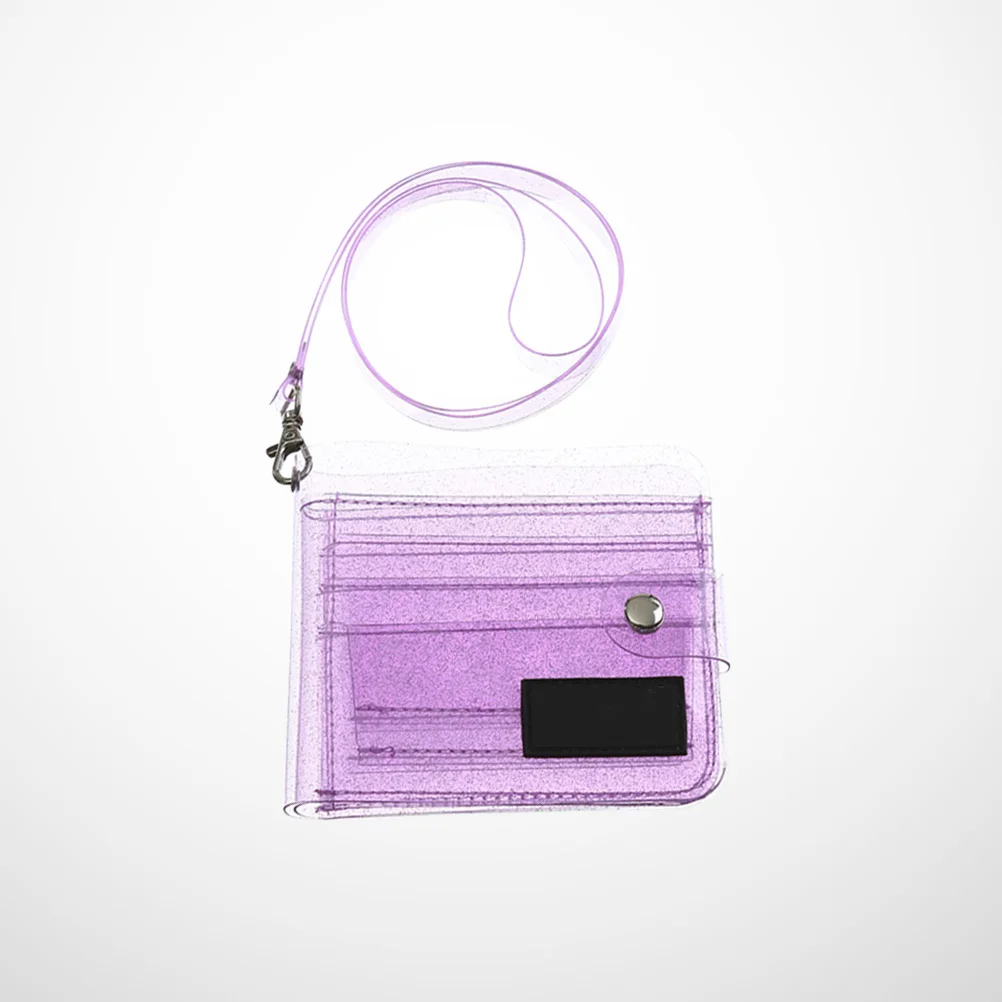 

PVC Transparent Foldable Glitter Holder Light Pink Snap Button Organizer Card Cash Wallet Bag for Women Girls Bag