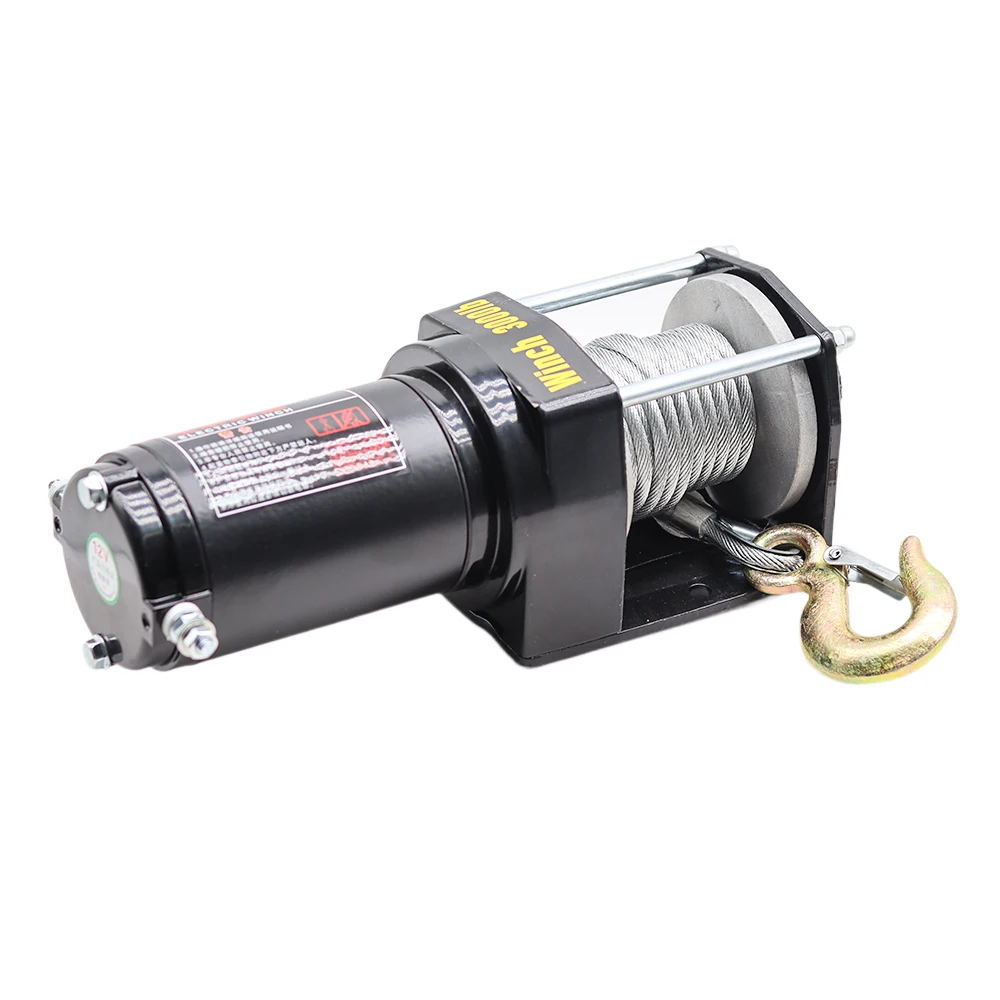 12V/24V electric winch 3000lb off-road heavy truck trailer 600kg 6M steel cable electric winch kit