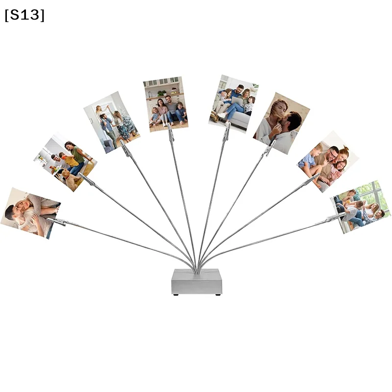 Base de cube photo, porte-cartes-cadeaux en forme d'arbre à argent à 8 branches avec pinces, support photo pour Noël, mariage, vœux, anniversaire[Q]Q@