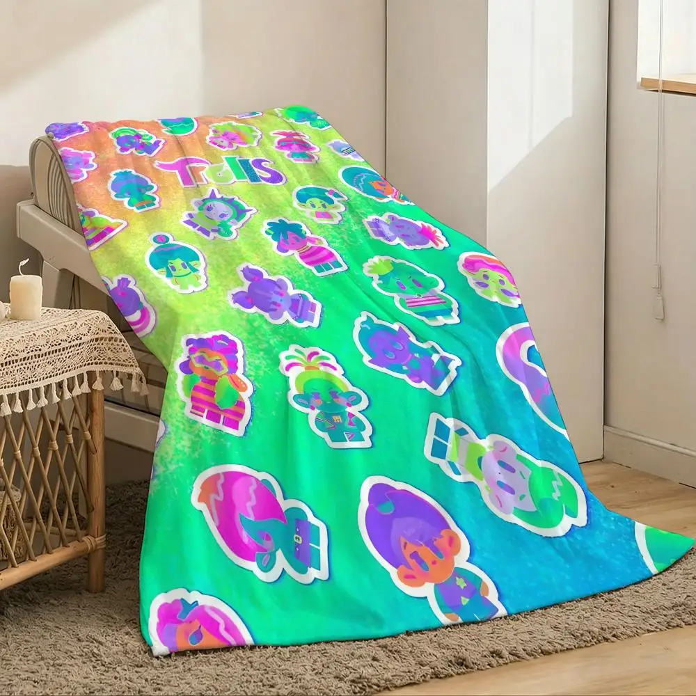 Troll Dolls Throw Lightweight 240g Flannel Blanket Soft Skin-friendly for Summer Cooling