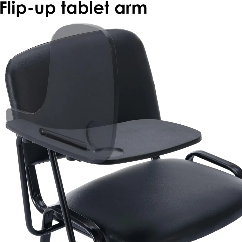 School Chairs,10 Stackable Chairs with Flip-up Tablet Arm, Vinyl Leather Stackable Guest Chairs, School Chairs