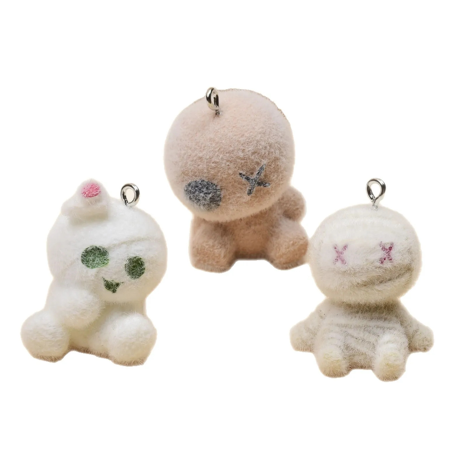 30pcs 3D Flocking Resin Cute Halloween Mummy Cartoon Animal Charms For Keychain Necklace Earnings Making DIY Jewelry Accessories