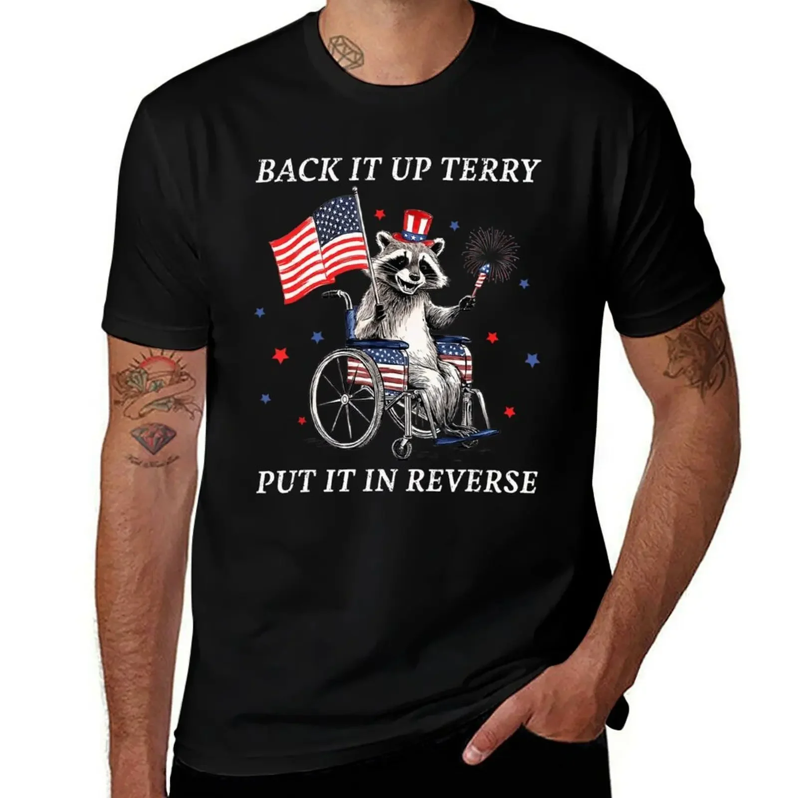 

Back It Up Terry Put It In Reverse Funny Racoon 4Th Of July Retro T-Shirt rapper graphic tees boys whites Men's t shirts