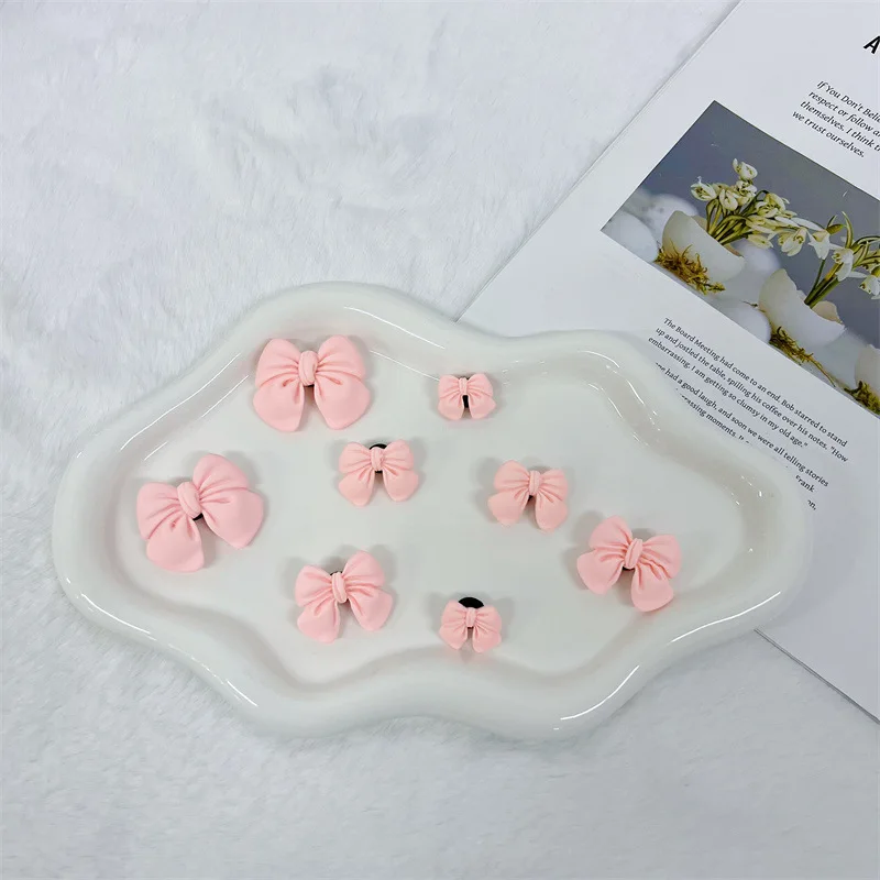 8Pcs New Cute Pink Bowknot DIY Shoe Charms For Clogs Bubble Slides Sandals Removable Shoe Decorations Accessories Christmas Gift