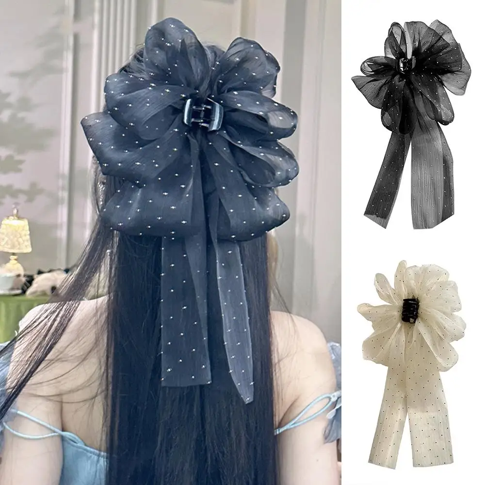 Half-tied Hairpins Barrettes Ribbon Gauze Bowknot Hair Clip Babysbreath Oversize Hair Claws Bow Headwear DIY Hair Accessories