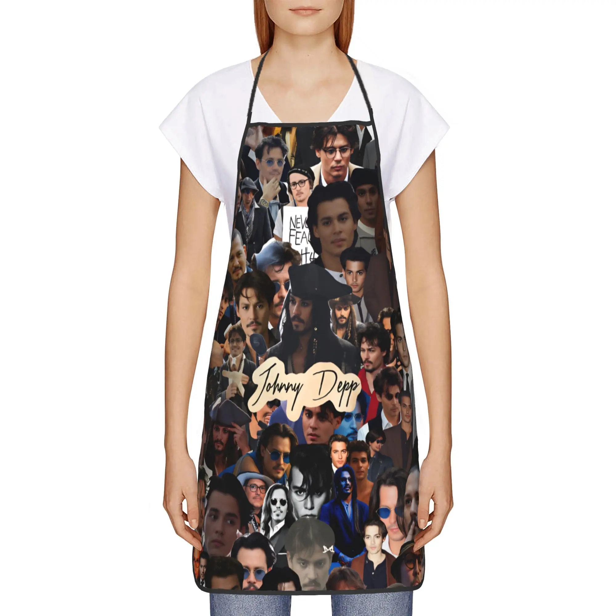 Johnny Depp Collage Apron  Cute Cleaning Kitchen Accessories Restraunt Adult Aprons without Pocket