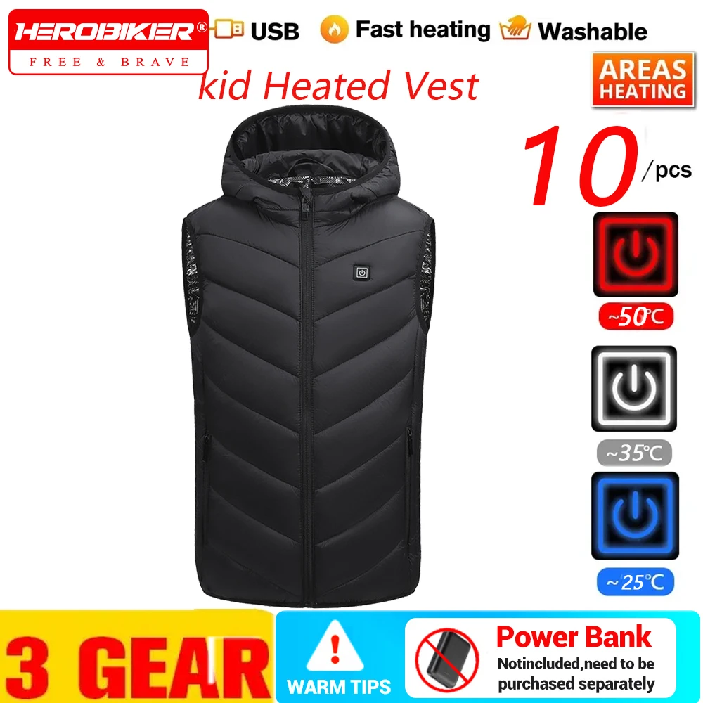 

Kids Heating Vest Autumn And Winter Cotton Vest Windproof Electric Heating For Boys Girls USB Heating Thermal Winter Warm Jacket