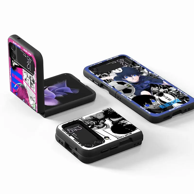 Anime Blue Lock Z Flip 4 Phnoe Case For Samsung Z Flip 3 5 5G Black Hard Shell Galaxy ZFlip3 ZFlip4 ZFlip5 Unique Cover Luxury