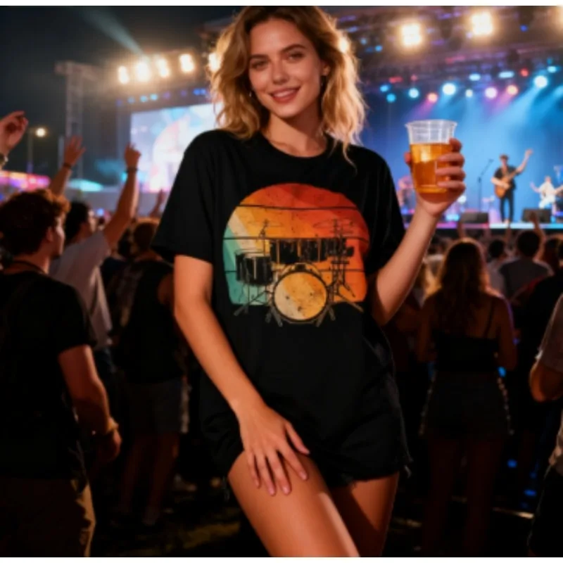 Cool Drummer Design for Women Drumming Drum Set Drummer T-Shirt