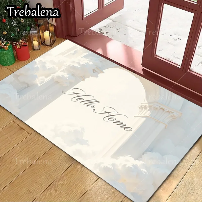 

1pc Welcome Door Mat Cloudy Sky Welcome Mat Soft Indoor Outdoor Floor Rug