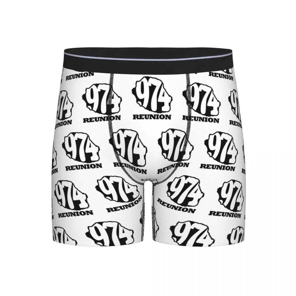 

Long Boxer Underpants Shorts 974 Reunion Island Flag Panties Men's Breathable Underwear for Homme Man Boyfriend Gift