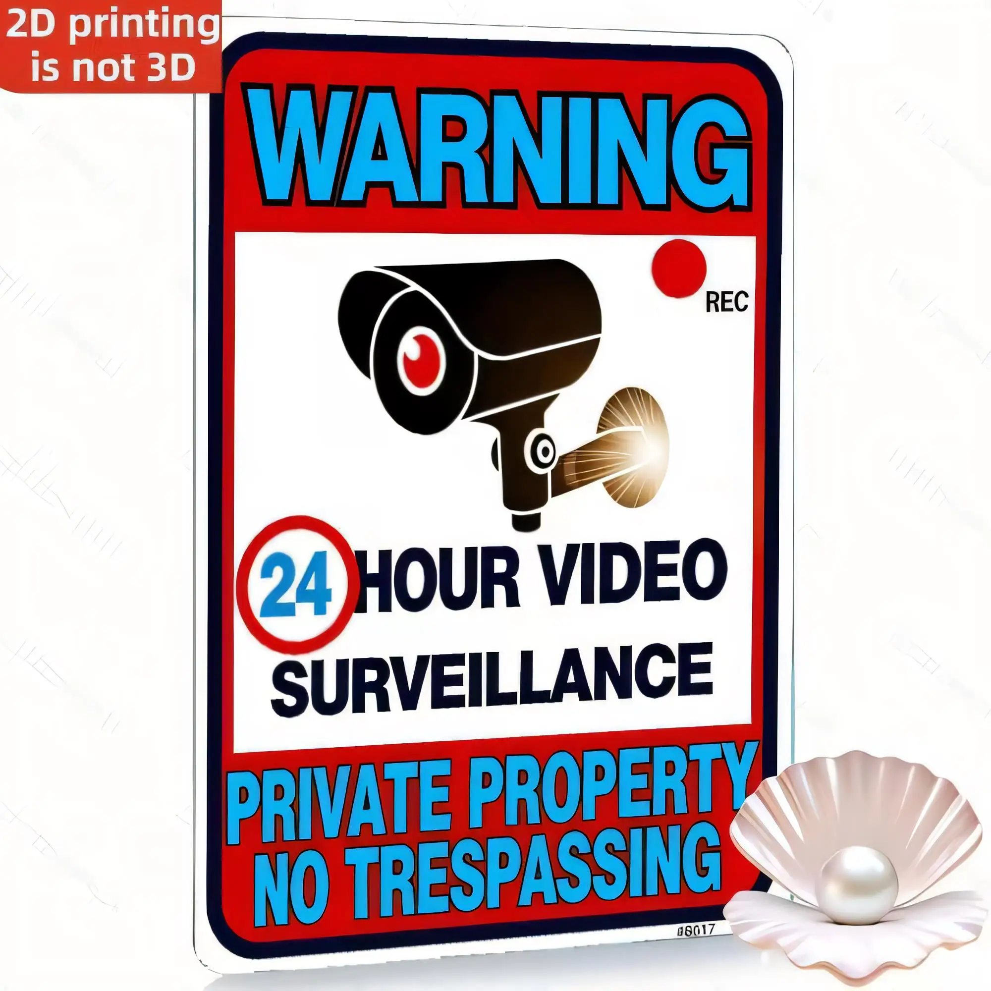 Tin Sign WARNING 24 Hour Video Surveillance Private Property No Trespassing Retro Metal Wall Decor for Home Garage Office, Vi