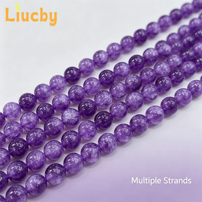 Natürliche lila Amethyst runde lose Perlen Kristallstein-Abstandsperlen für DIY Armband Halskette Ohrring handgemachter Schmuckzubehör – Detail 6
