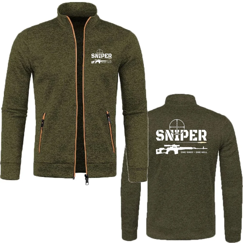 Homens Zipper Jaquetas Fleece Tricô, Exército Especial, Sniper One Shot, One Kill, Malha Jersey, Roupas Sportwear, S-5XL