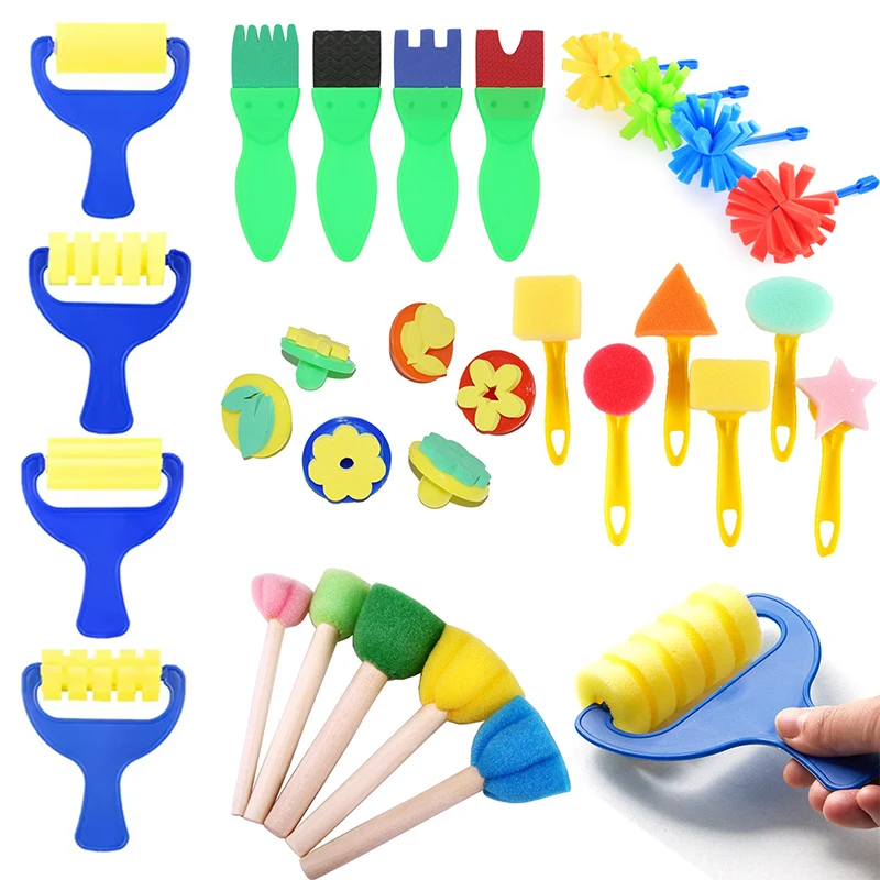 

12/22/30/48PCS Sponge Painting Brush Set Creative Drawing Tool Handmade Brush Stick DIY Graffiti Gadget School Artclass Prop ZYF