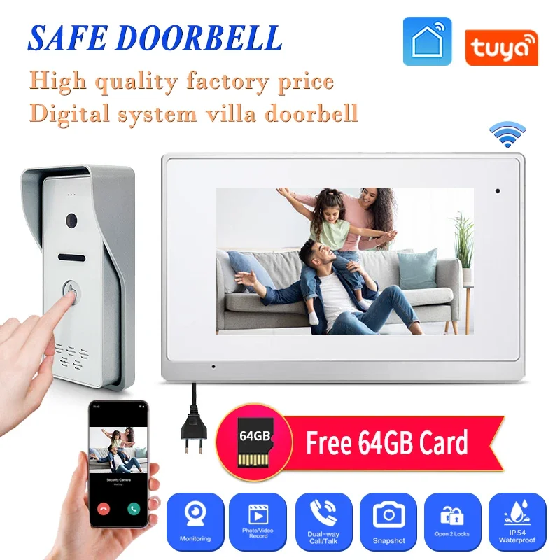 

Factory High Quality IP Access Control System Tuya Wifi Video Door Phone With 7 Inch Touch Screen Villa Multi Apartment