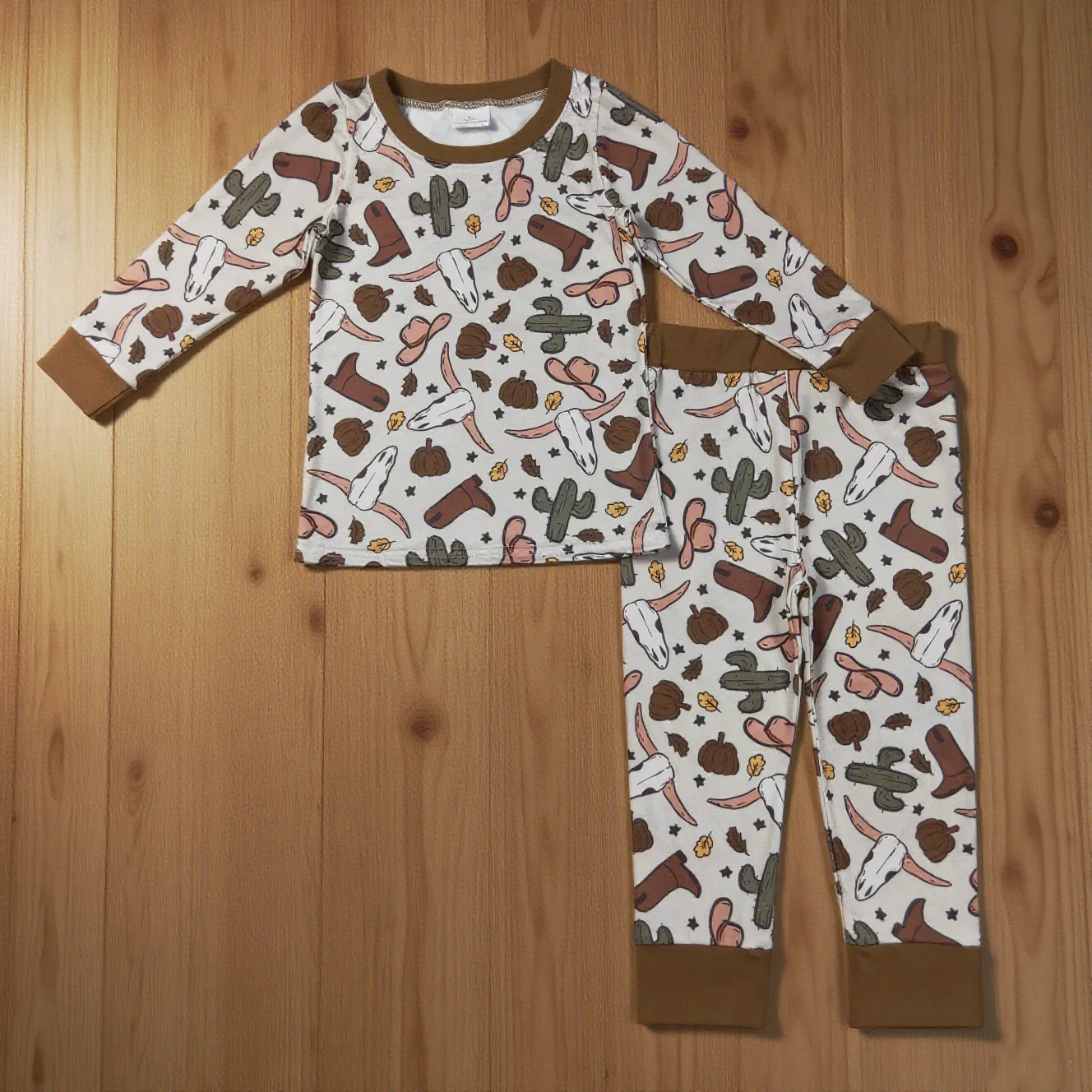

Z814-02 BLP1141 Baby Boys Clothes Long Sleeve Top With Pants Set Western Print Kids Boutique Outfits