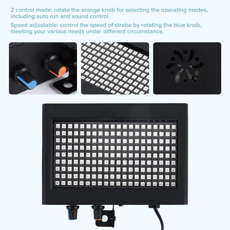 Лучшие предложения 180 светодиодов, стробоскопическая вспышка, портативная 35 Вт, RGB, дистанционное управление звуком, регулируемая скорость стробоскопа для сцены, диско-бара, вечеринки, Cl