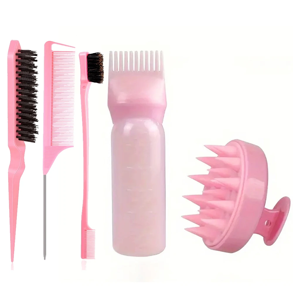 Image 3: Ensemble de brosses à cheveux 2/3/5 pièces, brosse démêlante pour cheveux bouclés secs et humides, poils de bord, peignes à queue de Rat à dents larges
