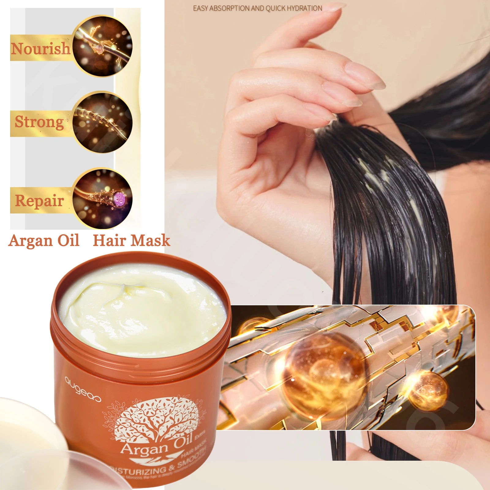 

Brazilian Argan Oil Evaporation-free Hair Mask Repair Dry Damaged Split End Smooth Professional Products Hair Care