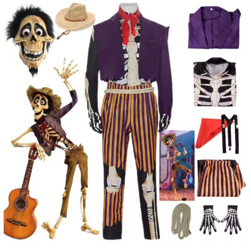 

Anime Hector Rivera Cosplay Costume Skeleton Cosplay Clothing Great-grandfather Outfits Man Cos Halloween Cosplay Coco Suit