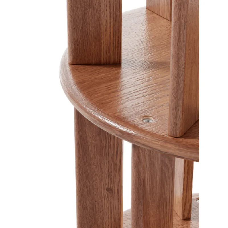 رف كتب دوار من الخشب الصلب مكون من 5 طبقات رف تخزين دائري قائم على الأرض ورف عرض لغرفة المعيشة وغرفة الدراسة