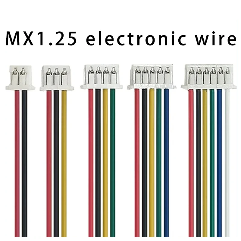 10PCS JST MX1.25 MX 1.25mm Wire Cable Connector 2/3/4/5/6/7/8/9/10/12 Pin 1.25MM Pitch Plug 10CM/20cm/30CM Wire Length 28AWG