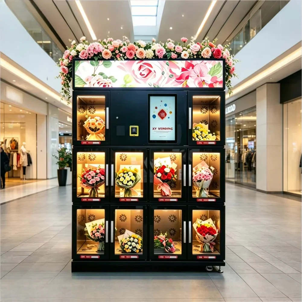 FL Community Square Flower Vending Locker Rain Sealing Edge Design Multi-way Payment Fresh Bouquet Retail Equipment